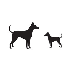 Dog Silhouettes Facing Each Other Contrast of Size and Companionship in Black and White