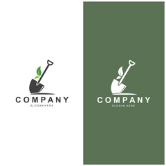 Shovel and pickaxe logo for agriculture, excavation, mining, gardening vector