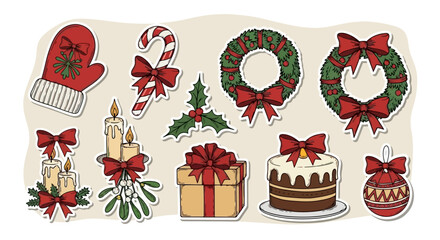 Festive Holiday Illustrations Decorative Elements for Christmas Celebrations, Festive and Joyful