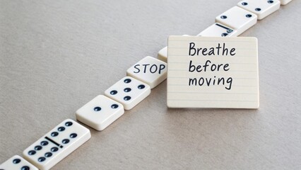 Flat Lay of Clean White Domino Tiles Arranged in a Halted Sequence