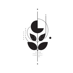 Minimalist boho botanical leafy ornament design for professional branding and logo identity