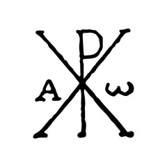 Monogram of Christ. Vintage religious sign Chiro on white background
