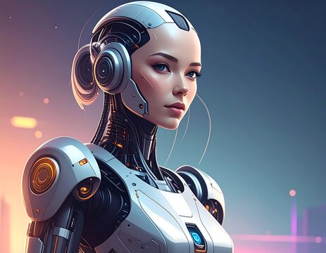 Futuristic Female Android with Human-like Features and Advanced Technology.