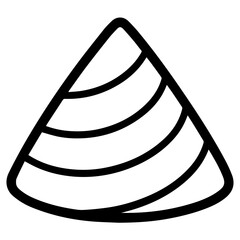 Minimalist line icon of a conical seashell with bold curved bands, drawn in a clean black outline on a white background&mdash;perfect for beach-themed stickers, logos, and coastal decor.
