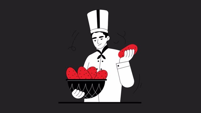 Chef Baking Bread 2D Motion Graphics Animation Alpha channel