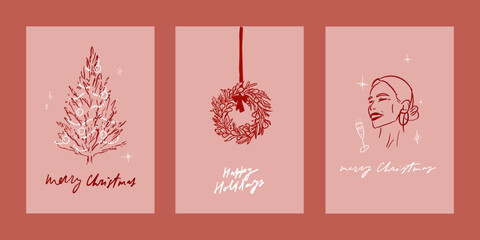 Hand written elegant delicate Christmas greetings cards 