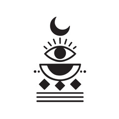 Boho theme abstract geometric shape minimalist vector icon for modern branding