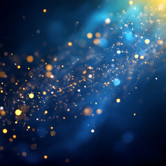 Abstract background with sparkling light effect in shades of blue and gold