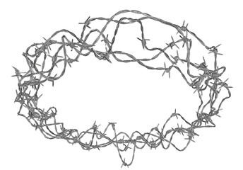 3d render of a crown of barbed wire thorns. powerful religious symbol of sacrifice, pain, and the passion of christ.