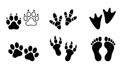 Collection Of Paw Prints Silhouettes For Pets And Animals, Playful Footprint Graphics For Design