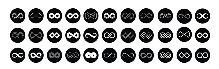 infinity icon set mobius loop shape illustration sign