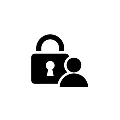 Access control icon with a padlock and a user silhouette on a transparent background
