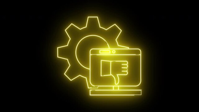 Yellow outlines gear monitor thumbsdown on black