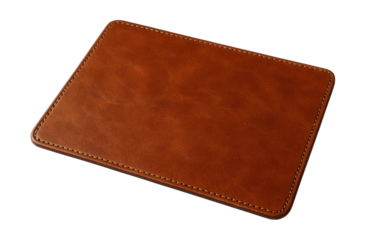 Stitched leather placemat, adding elegance to a bachelor pad dining space.