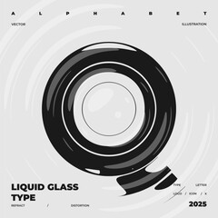 Refraction and Distortion letter. Glass Effect minimal illustration. Abstract sign, symbol for promotional poster, music poster, sale banner, brochure or logo for your brand.