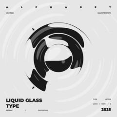 Refraction and Distortion letter. Glass Effect minimal illustration. Abstract sign, symbol for promotional poster, music poster, sale banner, brochure or logo for your brand.