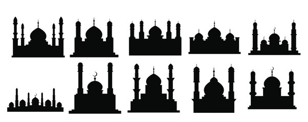 Islamic Mosque Landscape Illustration Set