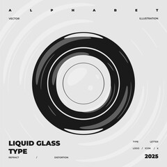 Refraction and Distortion letter. Glass Effect minimal illustration. Abstract sign, symbol for promotional poster, music poster, sale banner, brochure or logo for your brand.