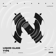 Refraction and Distortion letter. Glass Effect minimal illustration. Abstract sign, symbol for promotional poster, music poster, sale banner, brochure or logo for your brand.