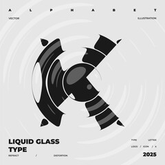 Refraction and Distortion letter. Glass Effect minimal illustration. Abstract sign, symbol for promotional poster, music poster, sale banner, brochure or logo for your brand.