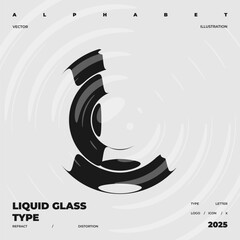 Refraction and Distortion letter. Glass Effect minimal illustration. Abstract sign, symbol for promotional poster, music poster, sale banner, brochure or logo for your brand.