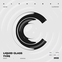 Refraction and Distortion letter. Glass Effect minimal illustration. Abstract sign, symbol for promotional poster, music poster, sale banner, brochure or logo for your brand.