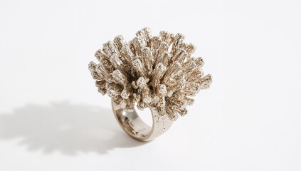 Coral inspired material ring featuring reef textures on plain white background