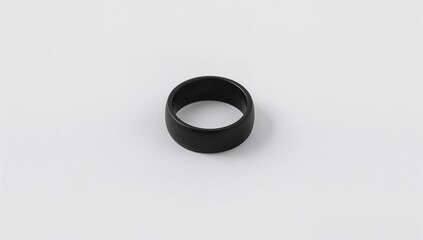 Graphite matte black ring drawing smooth shadows on plain white background