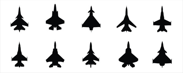  jet silhouette illustration vector set