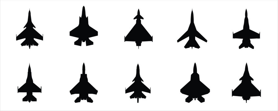  jet silhouette illustration vector set