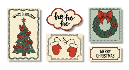 Festive Holiday Christmas Card Collection Trees, Wreaths, and Festive Elements for the Season