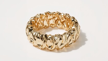 Metallic foil layered ring producing reflective shimmer on plain white background