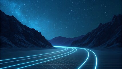Dark Navy Neon Street Line Background