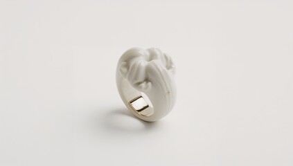 Porcelain glossy ceramic ring showing delicate artistry on plain white background