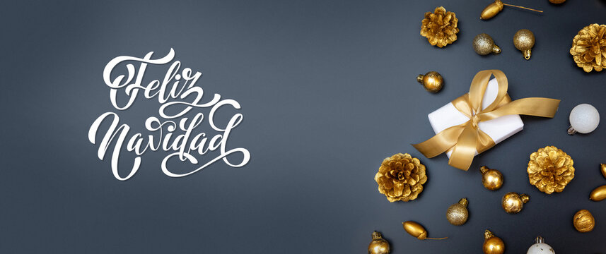 Feliz Navidad spanish Merry Christmas Modern calligraphy lettering on sticker for season greetings. Greeting card, frame, and banner. Holidays design. - Powered by Adobe