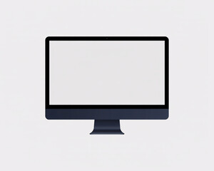 A sleek, modern desktop computer monitor with a blank white screen, isolated on a light gray background.