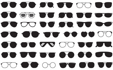 A comprehensive assortment of minimalist black and white graphic eyewear styles