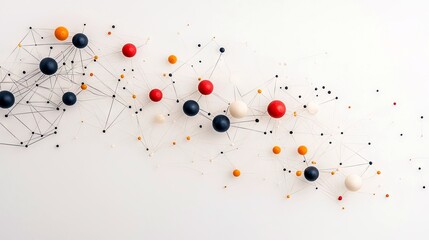 A network of connected spheres and lines in various colors against a plain white background.