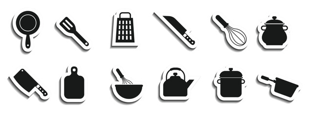 kitchen utensils icons vector
