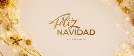 Feliz Navidad spanish Merry Christmas Modern calligraphy lettering on sticker for season greetings. Greeting card, frame, and banner. Holidays design. © Alwih