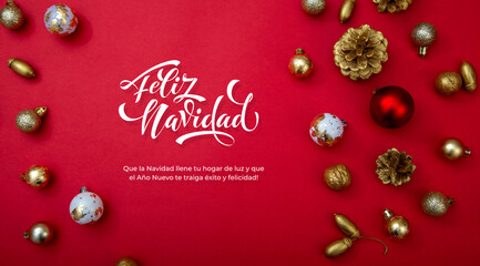 Feliz Navidad spanish Merry Christmas Modern calligraphy lettering on sticker for season greetings. Greeting card, frame, and banner. Holidays design.