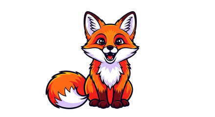 Cartoon Fox Sitting Portrait