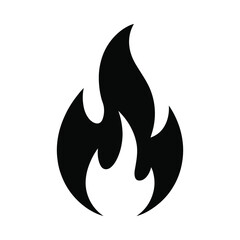 Simple black silhouette of a flame icon