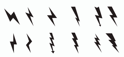  lightning thunderbolt icon set flash symbol illustration