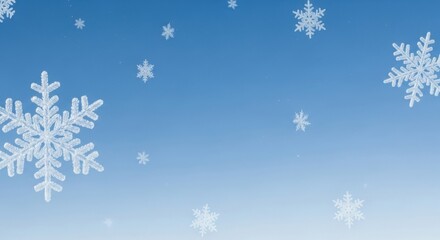 Gentle winter snowfall background with delicate crystal snowflakes falling serene