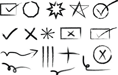 Hand drawn set of arrows and symbols