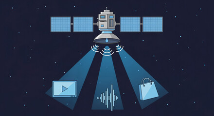 Satellite Broadcasting Media, Voice, and E-commerce Data Globally Over Space Network
