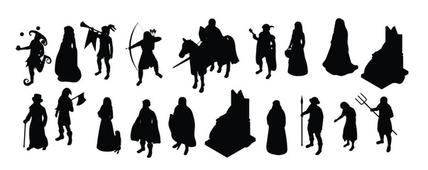 Medieval Characters Set vector illustration