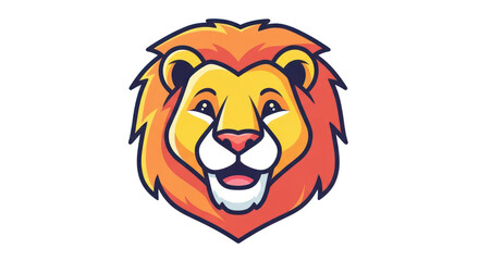 Lion cartoon head illustration with orange background