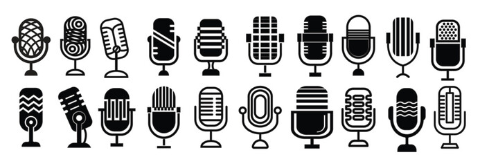 microphone icon set collection of abstract microphone